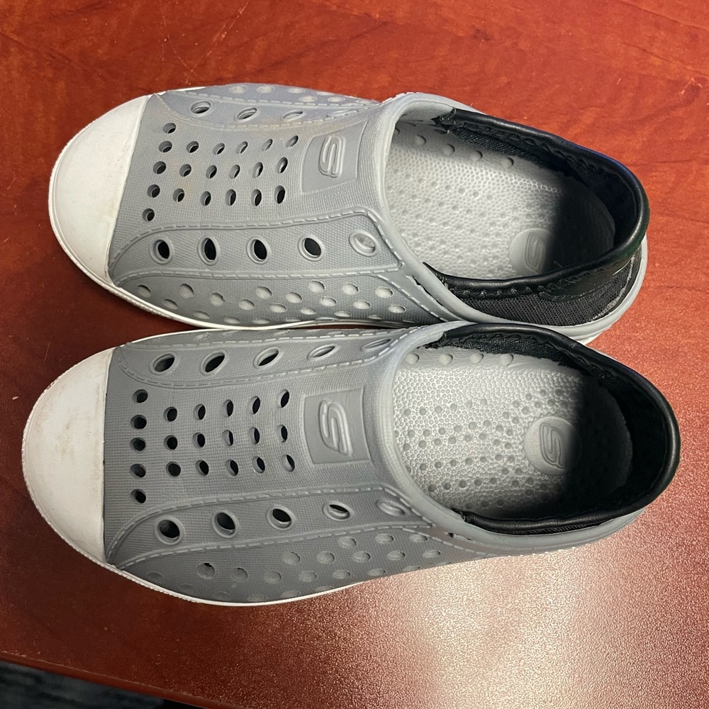 Skechers Gray and White Water Shoes with Perforated Design